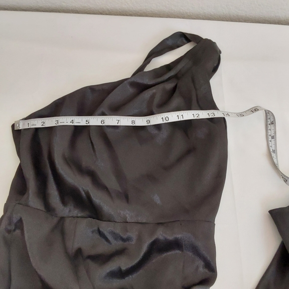 Lulus On the Guest List Black Satin One-Shoulder Maxi Dress - Picture 11 of 12